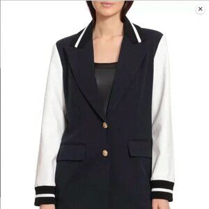 NWOT - Avec Les Filles / Anthropologie - Navy Blazer w/wht vegan sleeves - Sz L